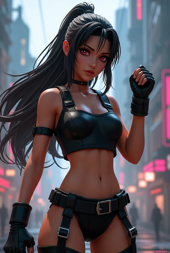 Lara croft, (hyperrealistic), (illustration), (high resolution), (8K), (extremely detailed), (best illustration), (beautiful detailed eyes), (best quality), (super detailed), (masterpiece), (wallpaper), (detailed face), solo, 1 girl, white wavy hair, heterochromic eyes, small moles under the eyes, maid's clothing, large breasts, long legs, tight abs, (camel fingers), (black socks), (no panties)