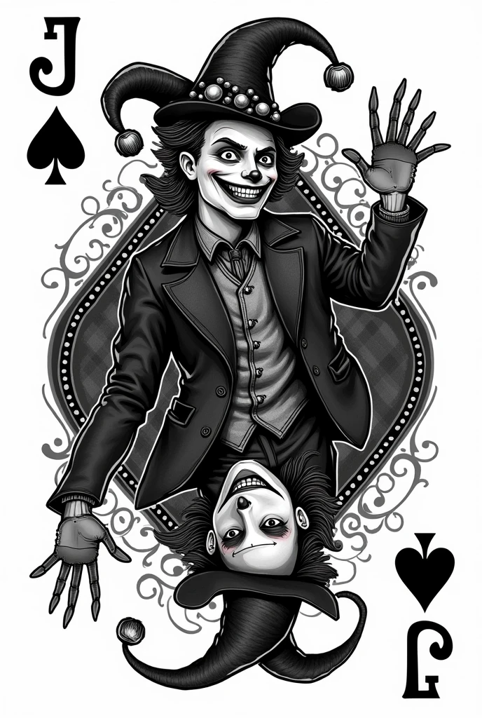 Make a black and white clown holding a black number 7 card in his hand