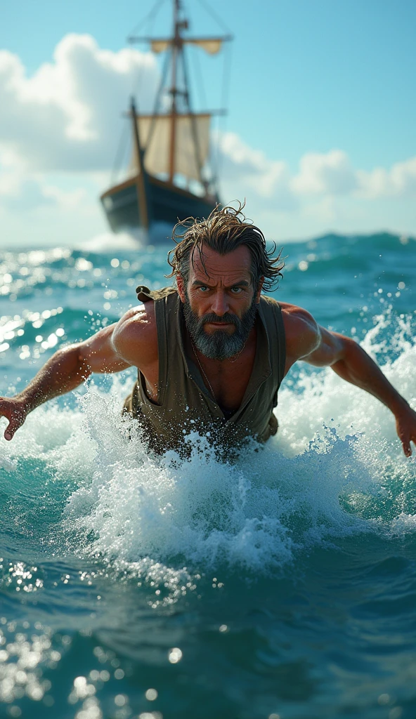 His boat capsized and he fell into the sea on bad weather
