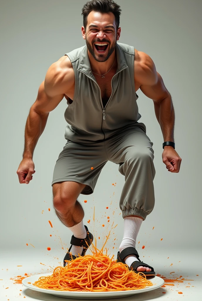 person kicking a bucket