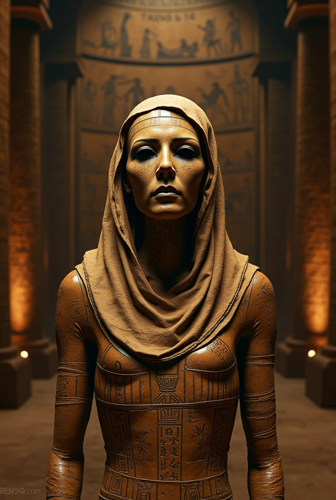 hyper detailed masterpiece, dynamic, awesome quality, mummy, preserved reanimated undead cursed being, a portrait of the most beautiful girl ancient egyptian dangerous witch, beautiful bandages wrapping her body, tight and tattered clothes, scary, bloody and violent movie the mummy, high quality, 4k, cinematic, dramatic lighting, the face of the pharaoh, intricate details, detailed and complex, beautiful and sophisticated, intense and maximalist, impressive and excellent, extremely detailed, realistic, high and complex details, very realistic, dramatic and intense