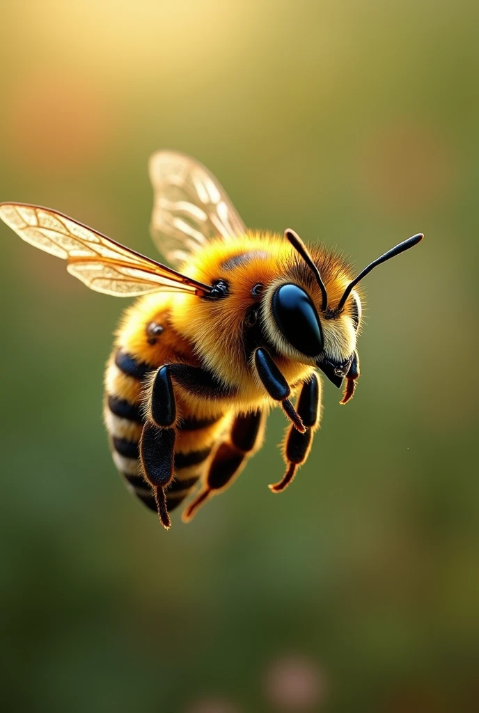 A realistic sculpture of a thoughtful honey bee, intricately rendered in hyper-realistic detail, hovering near an ear, Moody lighting casting intriguing shadows, fotorrealista style, super-detailed and ultra-detailed textures, vibrant colors, high definition 8K imagery, capturing the beauty and essence of this magical moment, with a charming and aesthetic touch, official masterpiece, top-tier quality, best-in-class artwork.