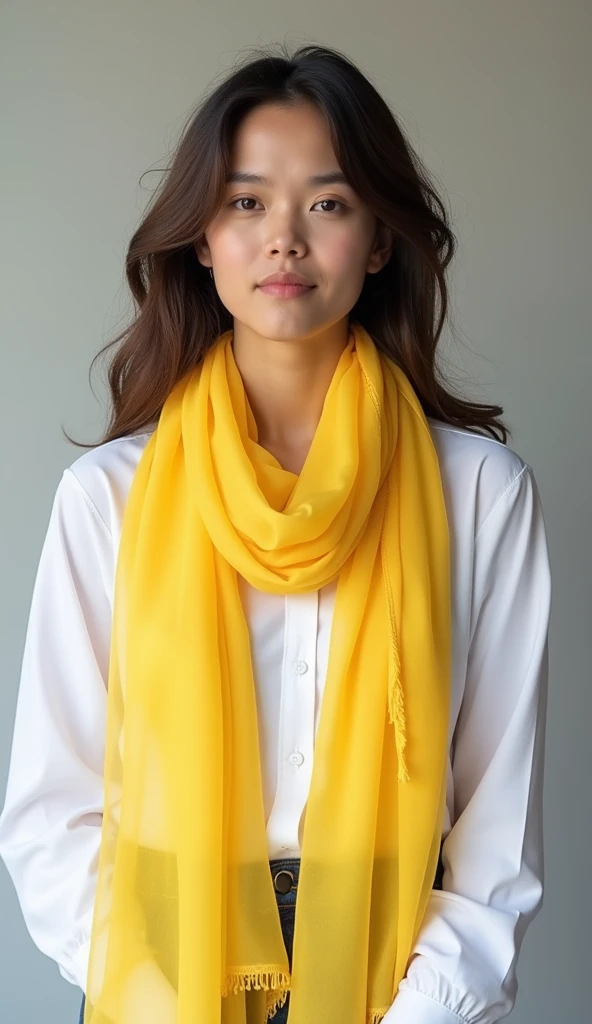 a beautiful and thin malaysian asian muslim adult girl with a shiny and beautiful face wears yellow bee lycra turtleneck unitard catsuit covered with stripes and always wear bee lycra dancewear hijab covered with stripes.