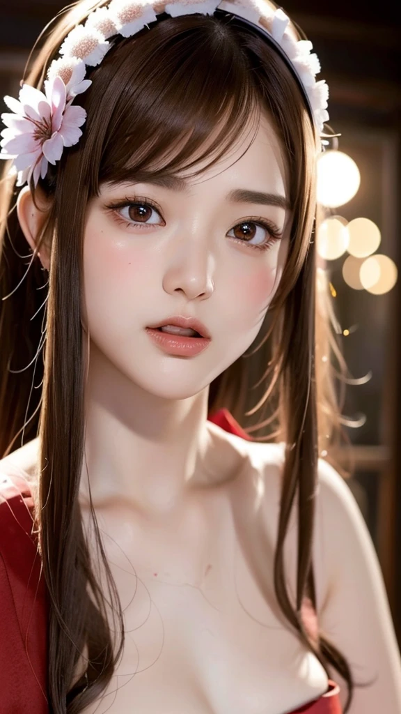 (8K, Photorealistic, Raw photo, of the highest quality: 1.3), (nsfw), (1girl in), Super beautiful, (Realistic face), (boyish, Silver Color Berry Shorthair), Beautiful, (wearing a red cheongsam:1.3)、Glare that captivates the viewer, Beautiful expression, Beautiful breasts, (Realistic skin), (small breasts), (slim body, full body), blush, eye smile, (in Japanese traditional hotel room、tatami room),