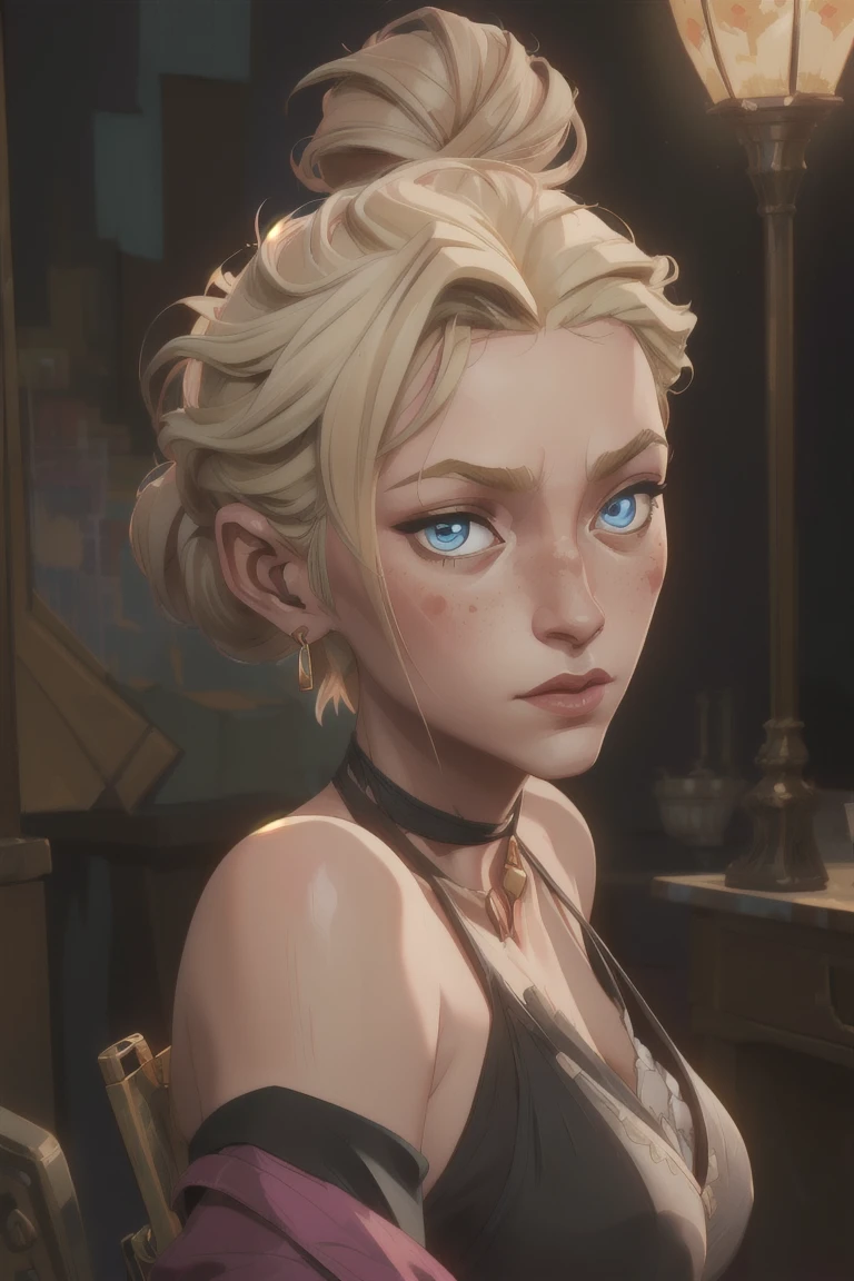 Nier Automata's 2B, with brown hair, (((nude, topless))), bright green eyes with brown spots, detailed lips, stain lipstick, long eyelashes, primer, cream eyeline, small low hanging and heavier breasts, narrow waist, wide hips, inflated legs, thick thighs, 4k, highly detailed face, (((close up head portrait))), very exageratted open mouth