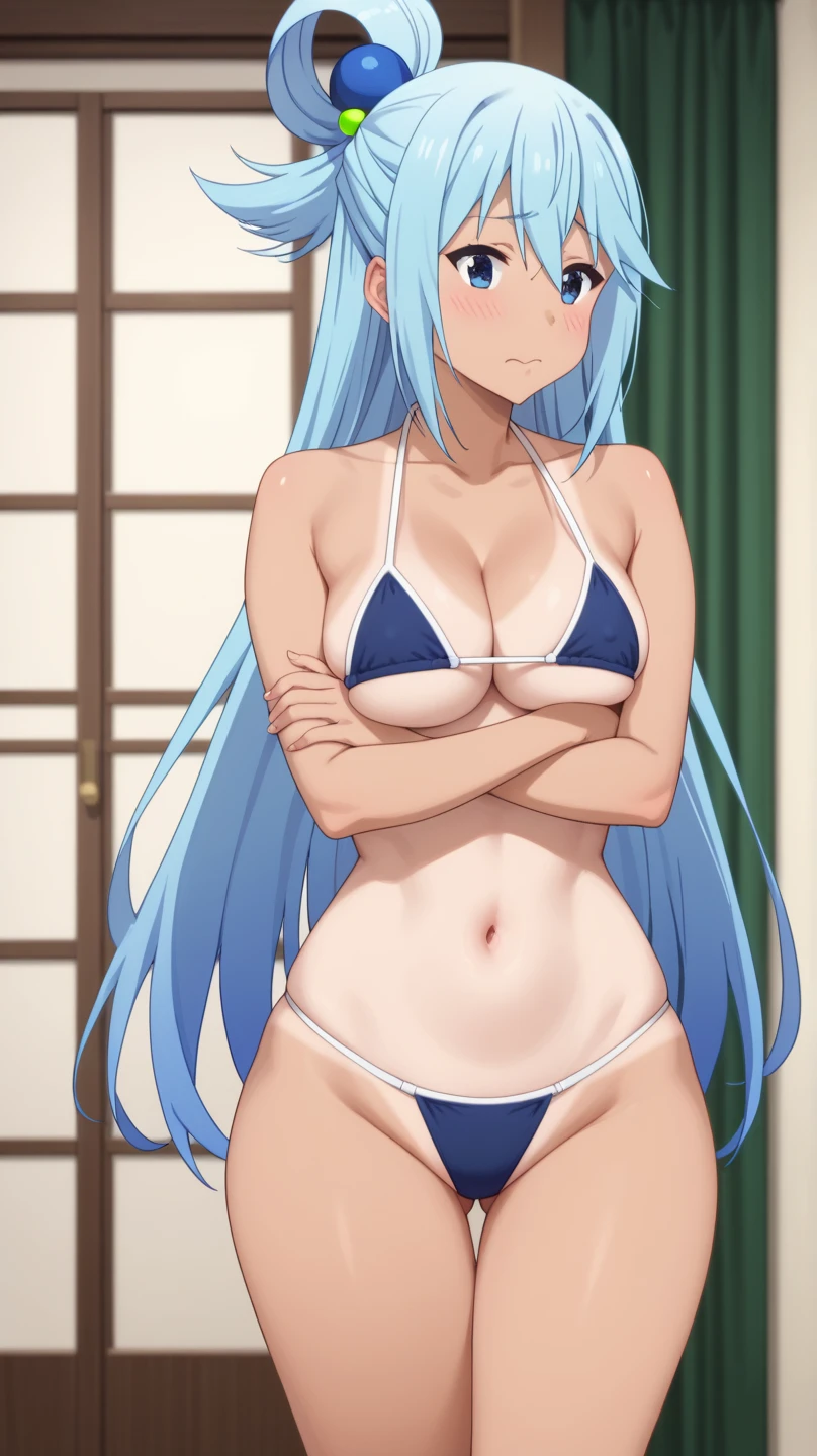 NSFW,masterpiece,Highest quality,High resolution,Super detailed,dawn_\(pokemon\),blue eyes, Blue Hair, Long Hair, Side Lock, Hair Clip,(High-quality swimwear),Embarrassed,blush,Outdoor pool at night,(Middle-aged men),A man puts his hands on her waist and hugs her,Sitting,A man rubs his chest,Body touch,sexual harassment,Leg spread,Cheating,Cuckold,Falling into Pleasure