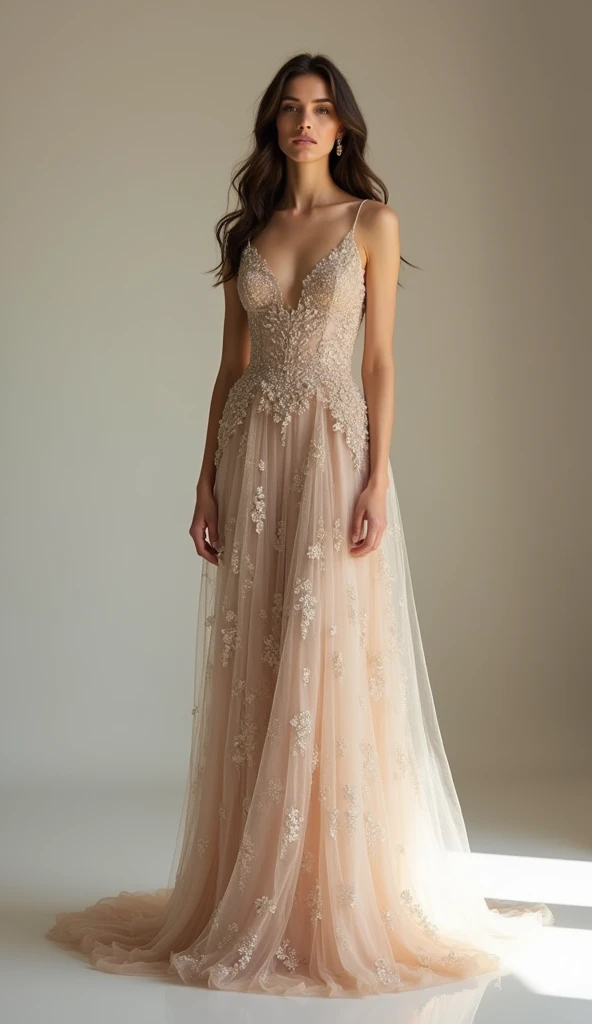 (​masterpiece, best quality:1.5), highest quality, High resolution, super detailed, Realists, Full body photo of a young European blonde, detailed and beautiful brown eyes, very detailed eyes and face, longeyelashes, the young woman wears a long dress with thin straps made of shiny satin, beautiful natural makeup, elegant and noble々Pose, Gardens as background, soft daylight, bright colors, fine brushstrokes, shiny fabric for clothing, beautiful color palette, glowing skin, First-class rendering, that captures every detail, enchanting atmosphere, subtle shadows and lights, (perfect anatomy:1.2), (The stunning young woman stands in a clothing store and is excited about the selection, She leafs through the clothes, (magnificent panorama view:1.2)