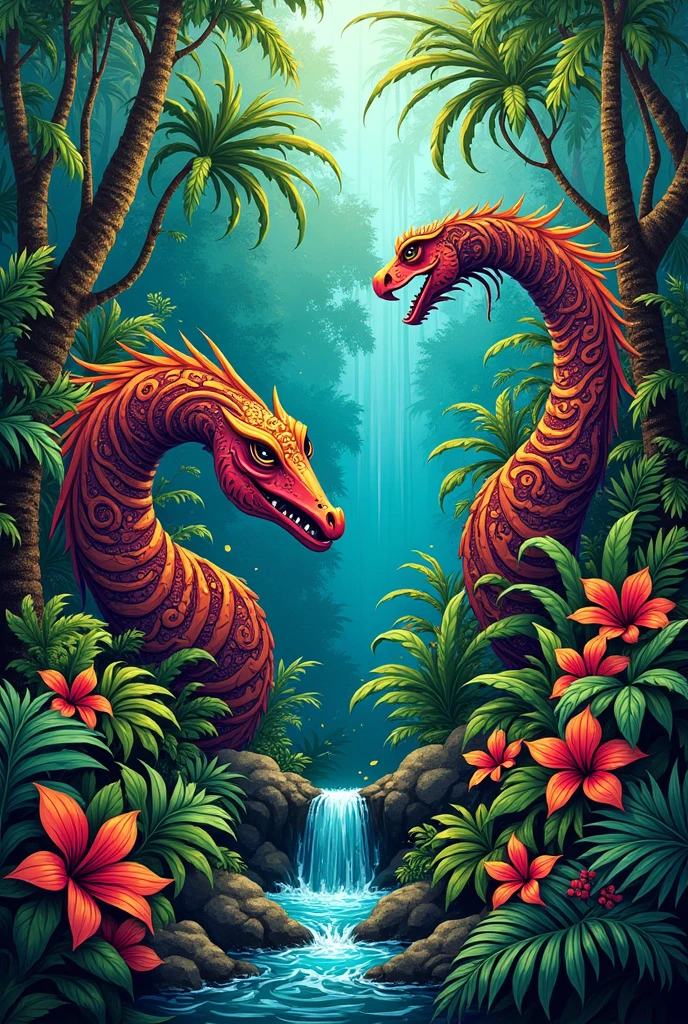 an ultra-realistic and beautiful female dragon fused with the forest, predominant green color, maximum quality, 8K, Bioluminic Lighting, Drawn and painted with pencil.