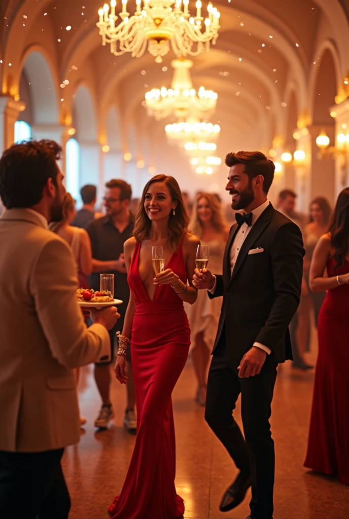 A man party with girls in luxurious 5 star drink alcohol and many things