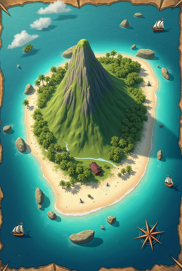 Simple and beautiful island, draw it like a map 