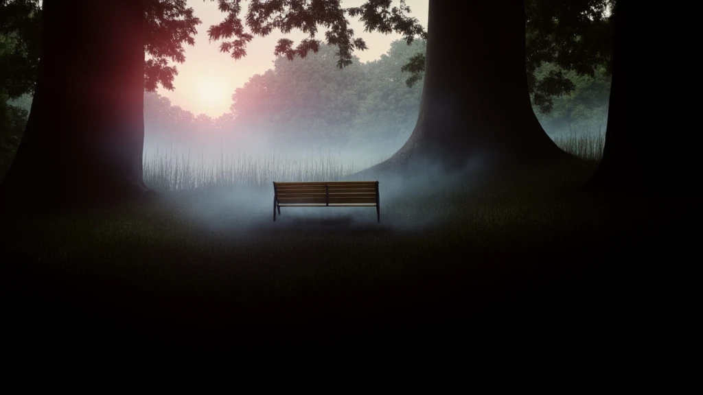 Park bench facing dawn