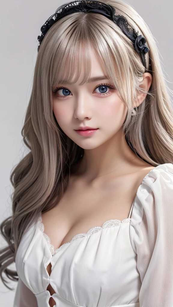 gothic lolita:1.0、Round face:2.0、Curly Hair:2.0、 Cowboy Shots:2.0、Extreme pose、 Silver Hair、 very long hair:2.0、Northern Europe:1.0、 beautiful girl、 white background 、cute、young、 TrueFace、 shiny hair、whole body、Tabs Top Quality , shape,  super detailed, finely,  high definition , 8k wallpaper,  perfect dynamic configuration ,  Detailed Beautiful Eyes ,blondes,  natural color lip , white background , random cute poses,