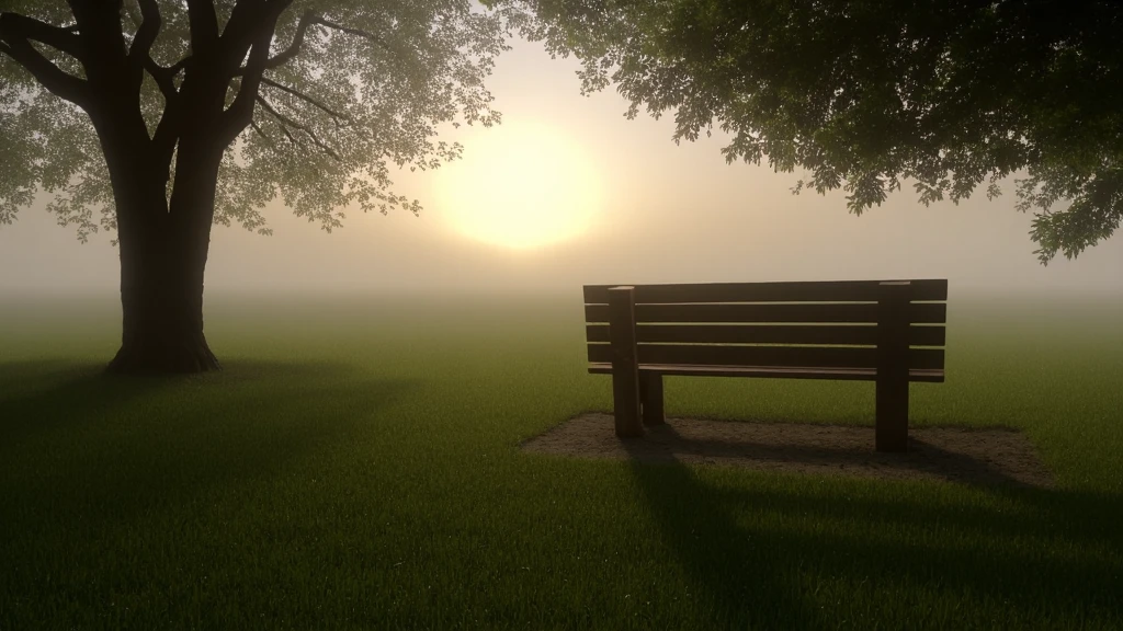 Park bench facing dawn