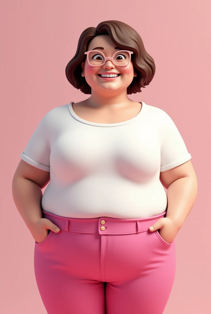 avatar woman little fat decent clothes round face 3d glasses half body