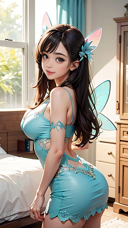 A goddess of love in her little garden, she is surrounded by beautiful flowers, Little angels and fairies accompany her. Your eyes see the sweetness, If seen in a luminous and vaporous form. His body is slender and spectacular. ((breasts big)) (corpo fitness) , wearing sky blue lingerie bikini with butterfly wings, goddess in sky blue lingerie, Look ahead, sitting in a garden, she butterfly wings, wearing sky blue lingerie