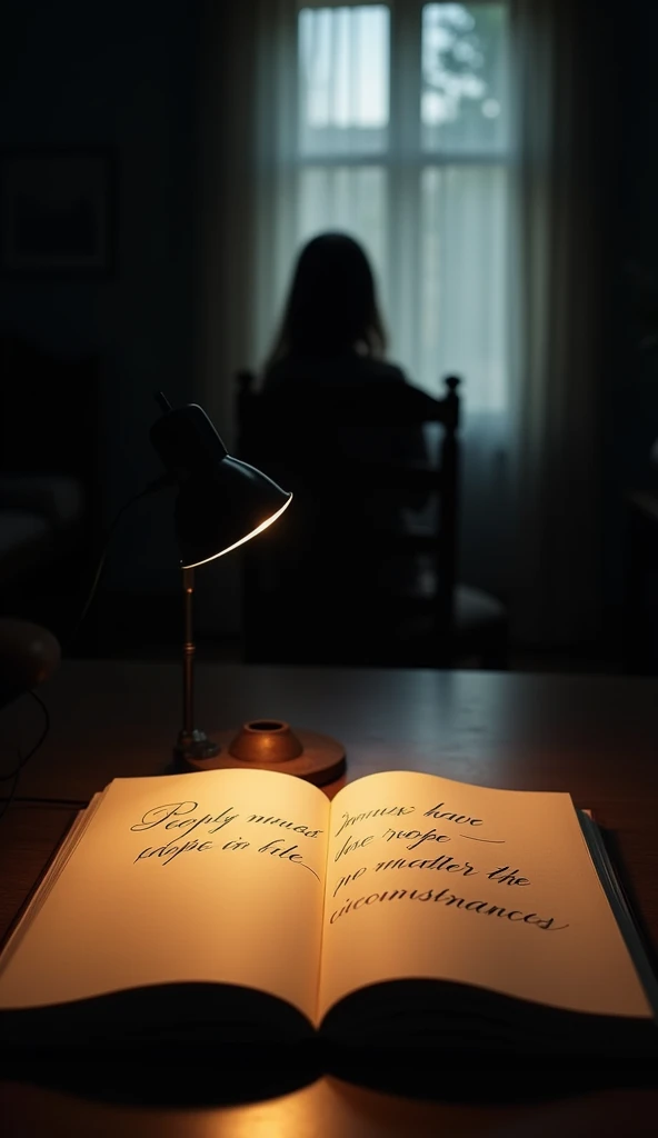 A young girl with a thoughtful and innocent expression, capturing the essence of Anne Frank. She has dark brown hair styled simply, with soft waves, and is dressed in a modest 1940s-style blouse, possibly with a small collar. Her gaze is reflective, filled with hope and quiet strength, symbolizing her resilience in the face of hardship. The background should be a soft, neutral tone that doesn’t distract from her face, evoking a sense of calm. The lighting should be warm, accentuating the gentleness of her features, with a subtle nostalgic atmosphere.