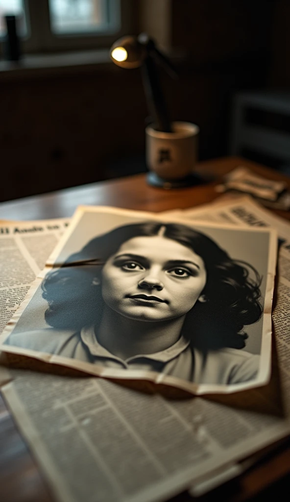 A young girl with a thoughtful and innocent expression, capturing the essence of Anne Frank. She has dark brown hair styled simply, with soft waves, and is dressed in a modest 1940s-style blouse, possibly with a small collar. Her gaze is reflective, filled with hope and quiet strength, symbolizing her resilience in the face of hardship. The background should be a soft, neutral tone that doesn’t distract from her face, evoking a sense of calm. The lighting should be warm, accentuating the gentleness of her features, with a subtle nostalgic atmosphere.