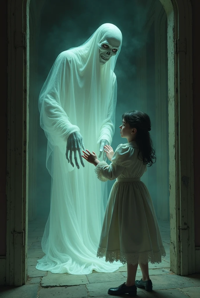 The ghost continues to scare her, and the princess runs away.