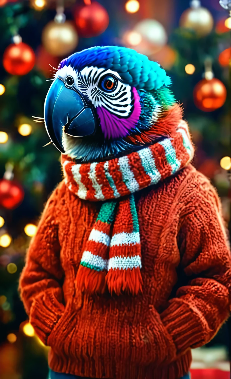 Parrot decked out for the holidays