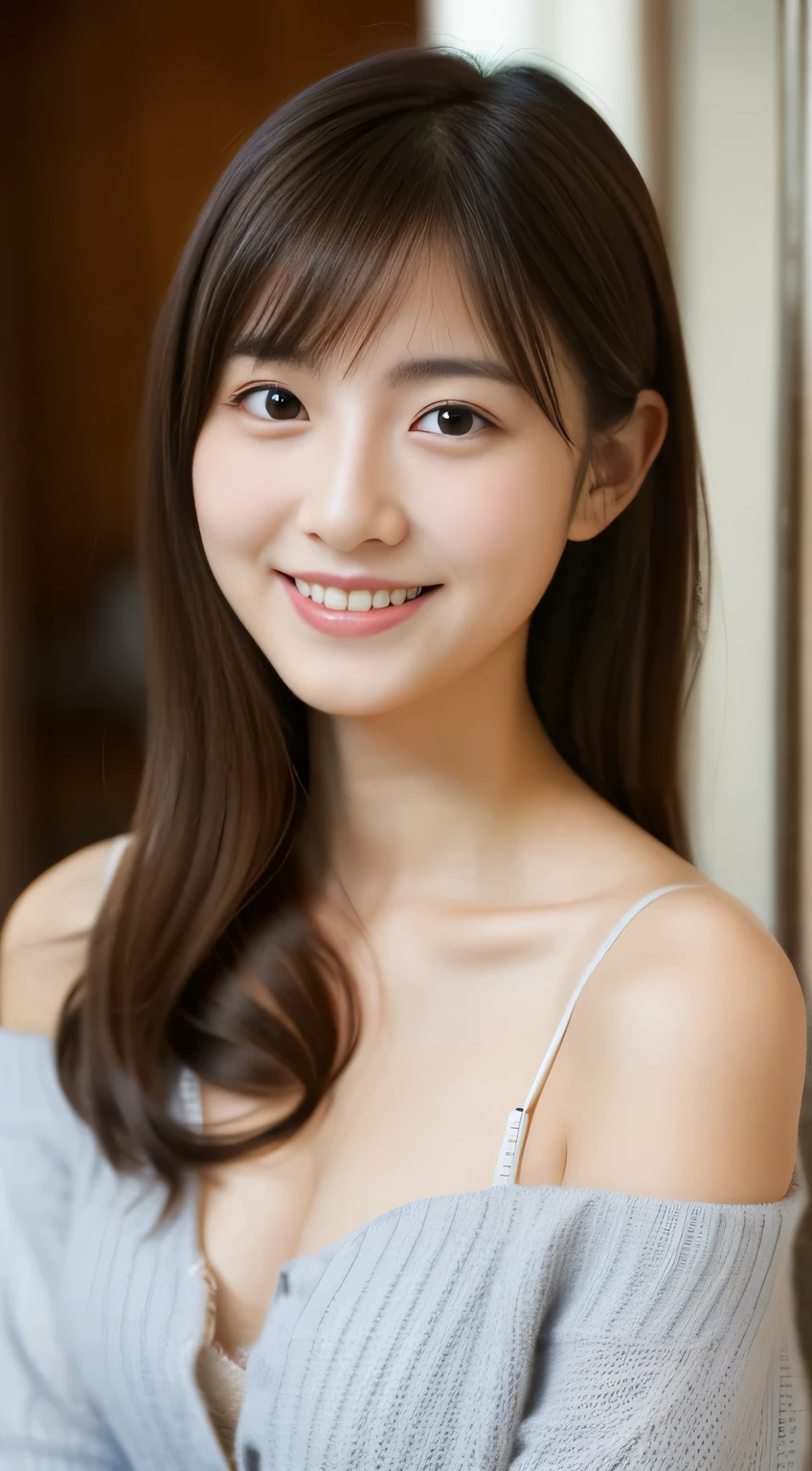 masterpiece,best quality,(Japanese girl),((Beautiful girl)),cleavage,(off shoulder:1.2),(perfect body beauty:1.2),(shy smile),From slightly above