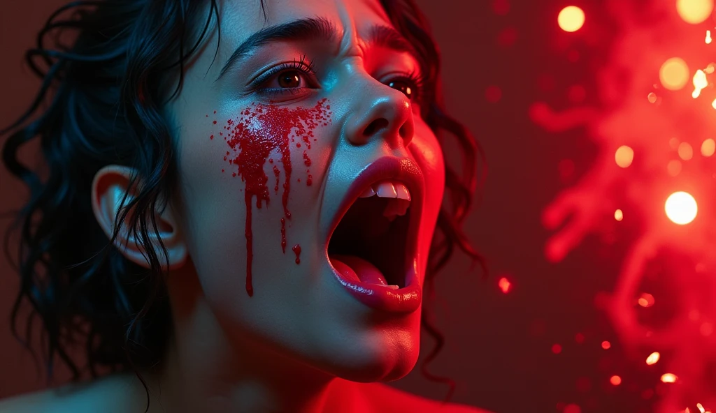 Create an erotic cover, bloody, red