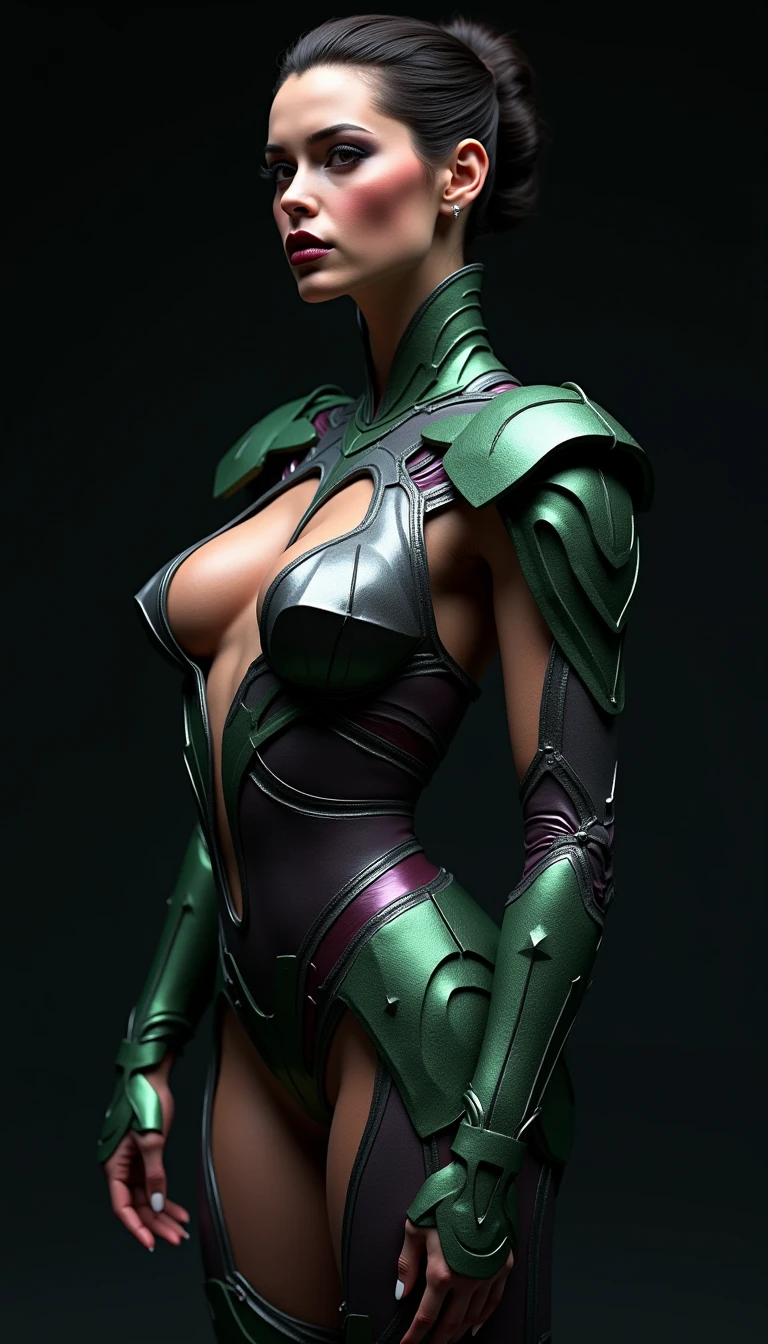 close-up, full length,alien humanoid female from another planet ,looking at me,sexy eyes,naked breast, flirt,sexy, ultra high quality detailing
