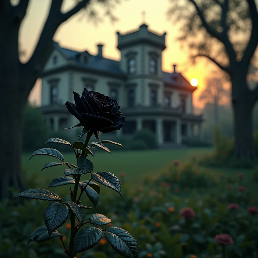 night,Red Rose ,glass house,vintage