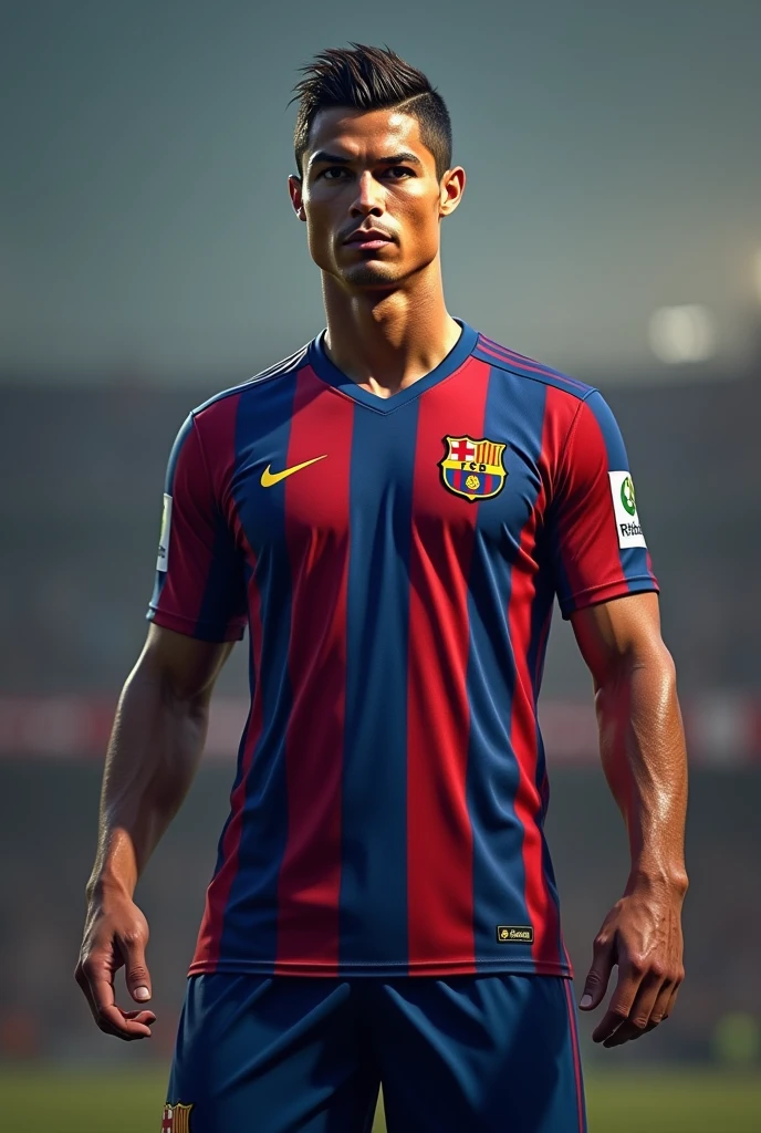 Cristiano Ronaldo holding Barcelona shirt