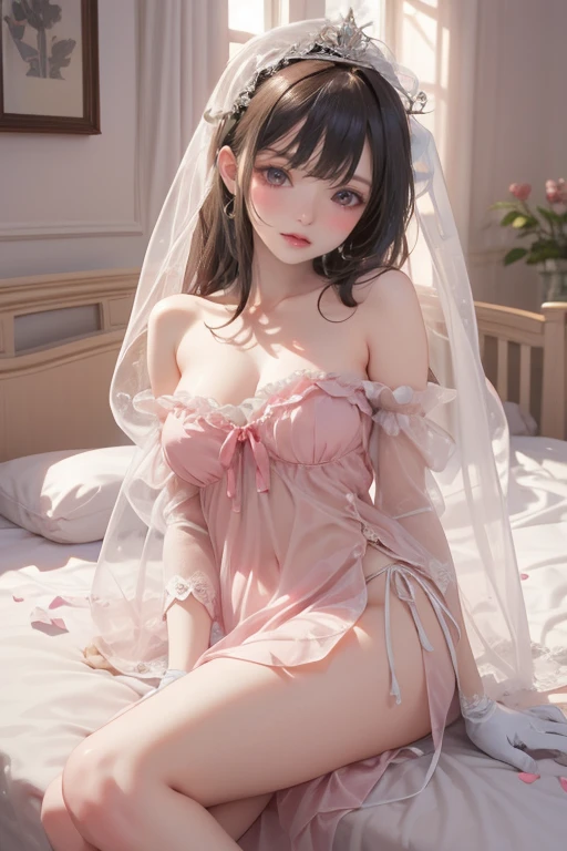 masterpiece, ((Highest quality, Detailed and realistic 3D))、wedding、Two cute、kawaii:1.3、13 years old、smile、smile、Mr.々Hair style、pubic hair、Are thin、Open Stance:1.2)、(((Full nudity、Smaller breasts、Pussy)))、(Realistic and detailed skin texture、Big beautiful eyes、hair ornaments、Veil、See-through、Light colored wedding dresses)