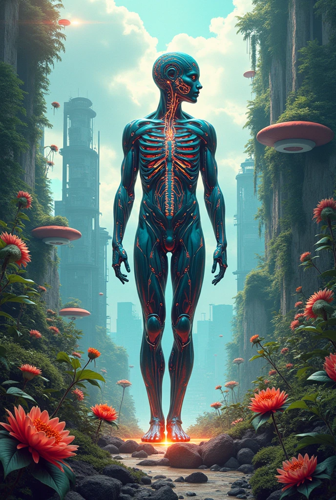 back view, surrealistic painting portrait of a man, naked, surrealism art, hi detaled, highly detailed, surrealistic landscape background, surrealistic illustration, solo, masterpiece, best quality:1.2, surrealism background