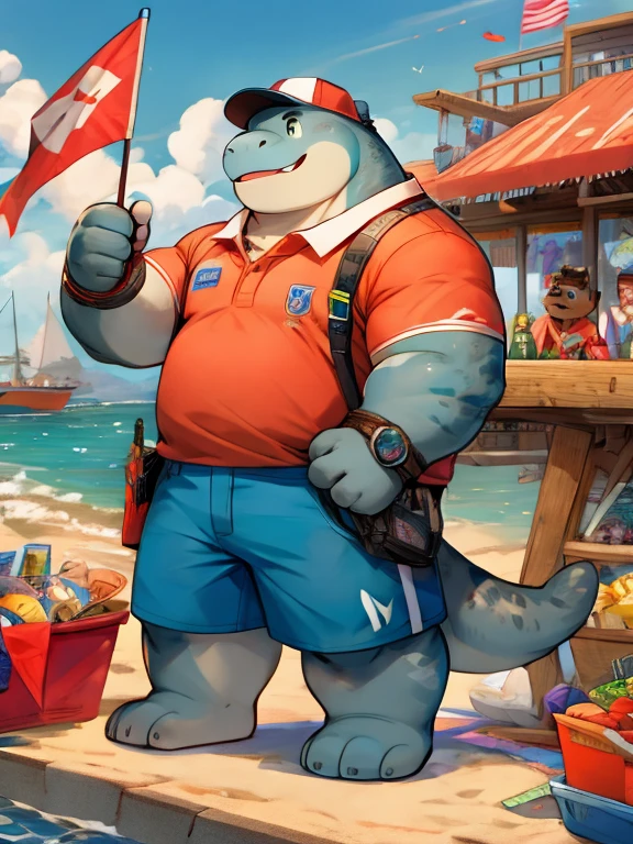 Male, fat, extremely obese, gentleman, Typhlosion, blue eyes, (posing:1.3), (soft shading), 4k, hi res, ((detailed face, detailed)), looking at viewer, evil grin, jungle, forest, shirt, top hat, male focus, Explorer Outfit, glasses, bag, vest, backpack, sleeves rolled up, round eyewear, brown headwear, brown vest, Typhlosion is wearing a glossy leather dog collar around the neck, Typhlosion is wearing the leather collar and shirt and vest at the same time, Typhlosion is wearing glossy white rubber gloves on the hands, wearing white rubber gloves on the feet, gloves are rubber in texture, clenching teeth, clenching fists, leather collar is glossy and shiny with a lot of detail.