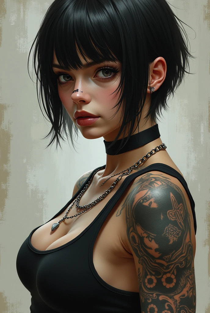 (((mulher))), (((melhor qualidade))), (((obra prima))), (((adulto))), (((1girl))), ((( corte de cabelo bob ))), ((( bonnet ))), Uma gladiadora cyberpunk mulher de 25 anos com corpo perfeito, shoulder pads with metal spines, Gladiadores do Brooklyn, (( corte de cabelo bob )), tiny leather panties, camiseta de time de rugby rasgada, quase nua no estilo selvagem urbano de Simon Bisley para a capa da revista Heavy Metal, Cabelo loiro curto, Minimum clothing, Metal protection on the left arm with intricate graphics, Dark red with white stars and white and navy blue checkerboard pattern, armadura, cheio de pontas e rebites, (((do joelho pra cima))), cabelos loiro branco curto, no fundo uma parede pintada por Shepard Fairey com um design intrincado