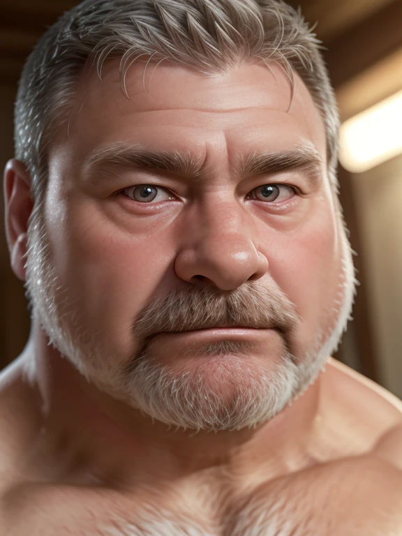 a detailed of an elderly, obese white beard Dominican monk with an attractive, kind facial expression, warm lighting, takes a shower, view to the waist, detailed facial features, photorealistic, 8k, (best quality, 4k, 8k, highres, masterpiece:1.2), ultra-detailed, (realistic, photorealistic, photo-realistic:1.37), HDR, UHD, studio lighting, ultra-fine painting, sharp focus, physically-based rendering, extreme detail description, professional, vivid colors, bokeh