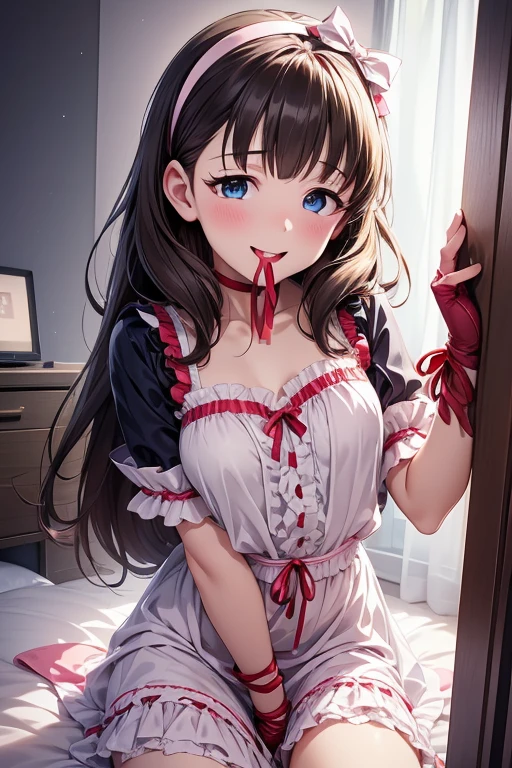 Make a picture where a bride is tied up, a female thief behind her who is tie her with rope, bound,BridesRoleplayCostume,ballgag