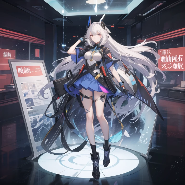 Grey hair, beautiful girl, shoet, , military uniform
