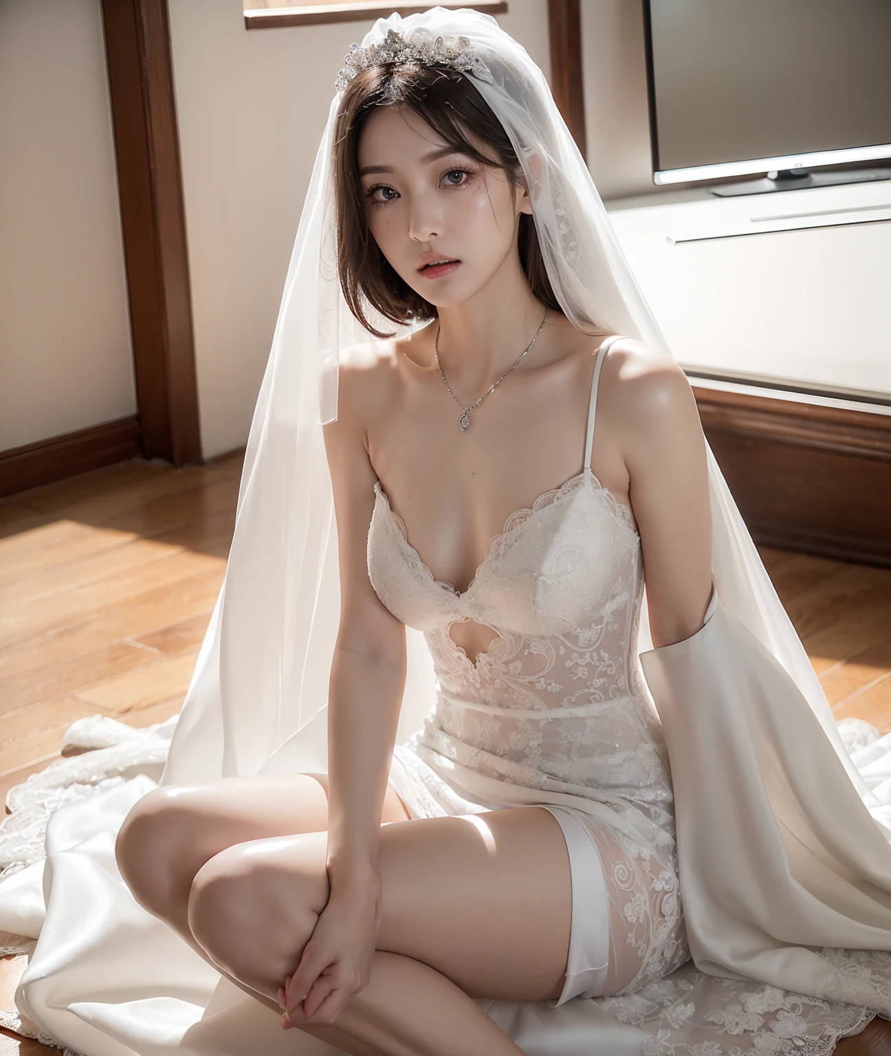 (((Vulgarity)))、(((on the beds)))、(((Sleep on your back)))、(((closing eye)))、(((Open your mouth wide to the maximum)))、(((Wet and sheer wedding dresses)))、(((Large chest)))、(((Open the crotch slightly)))、Beautiful young skin with a refreshing luster、Hair gets in the way in front of a cute face、18 year old cute sexy little beautiful face、a baby face、Golden straight thin hair dancing in front of cute beautiful face、Long silky bangs covering cute eyes、Sexy pale light blue eyes, Hair hiding sexy face、Super long, (Straight beautiful natural blonde hair)、White beautiful skin、Shiny cheeks、Sexy cute young woman, (Best Quality, masutepiece:1.2), 1girl in, (((Petite))), (((Little))), ((Flat)), (((skinny))), (((small ass))), (((slim thigh))),