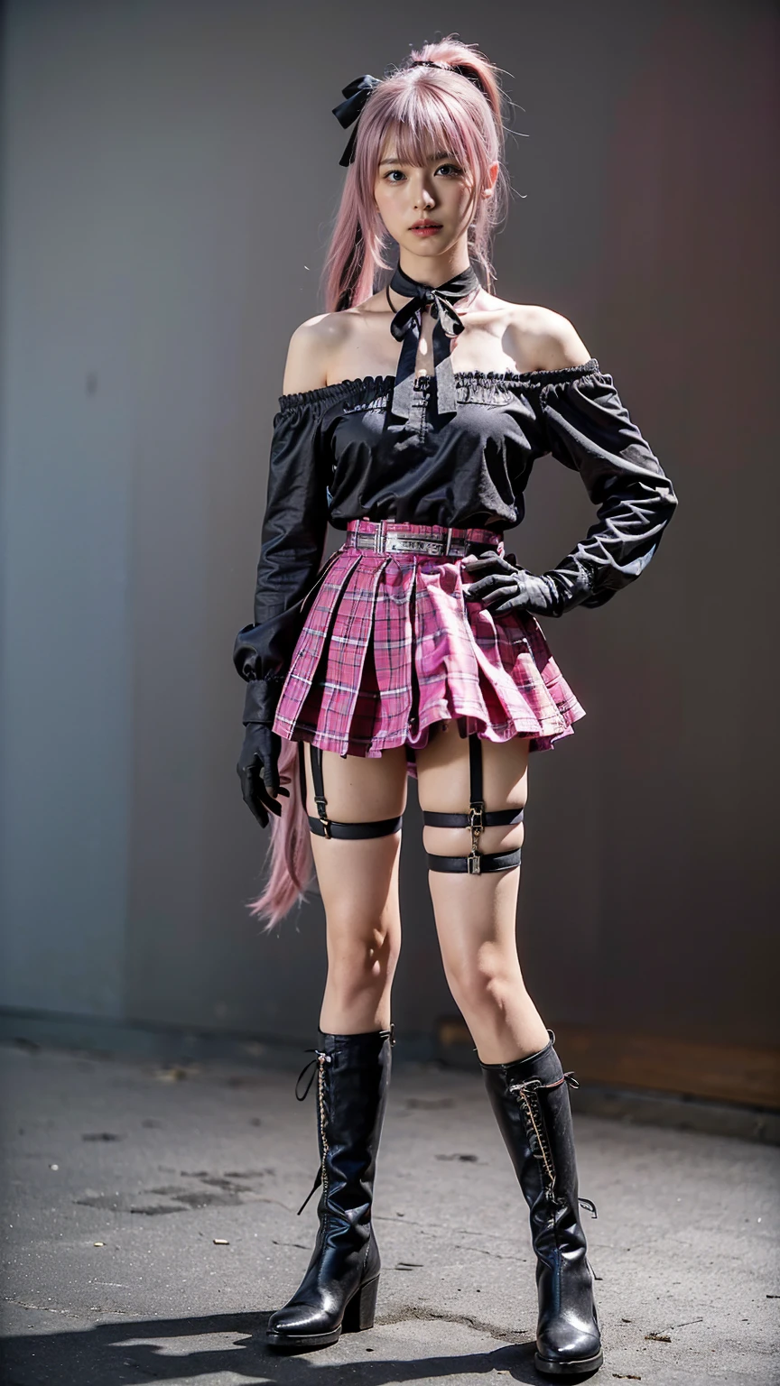 (photorealistic:1.6),(High resolution:1.6),(solo, one girl:1.5),(cute girl),(Japanese:1.3),(big beady eyes),(dark pink hair:1.3),(Rounded bob hair:1.1),(sweet smelling girl),chuuChloe,(Bangs Bangs:1.3),(Shy smile:1.5),(glimpse panties),(Lifted Skirt:1.5),(Girl showing panties:1.4),(choker:1.2),(studded leather wristband:1.1),(lace),(ribbon),(Mini Thong:1.3),(punk style clothes),(graffiti on wall),(Heavy eye makeup:1.3),(girls who like punk rock),(Plaid skirt),(Black punk rock shirt:1.3),(Gothic Lolita:1.3),(Front lighting),(Brightened up photo),(Flat chest),(Colortights),(Suspender skirt:1.1),