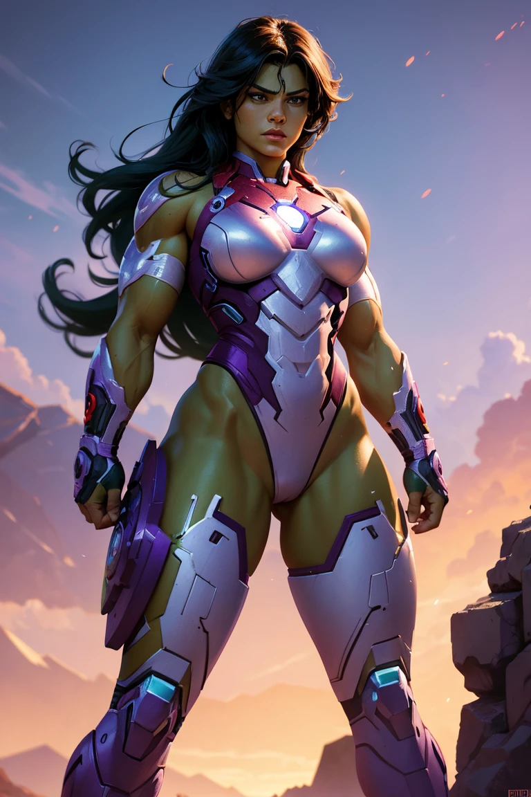 Gabby_Stallone-is-a-brunette-muscular-female-powerhouse, flexing, dominant-smirk, fcDetailPortrait, <lora:AdvancedEnhancer:0.8>, <lora:neg4all_bdsqlsz_V3.5:0.8>, <lora:YinYangTech:0.6>, yinyang, yinyangtech, <lora:PrecursorTech:0.6>, scifi, precursortech, <lora:Amazon-V3:0.5>