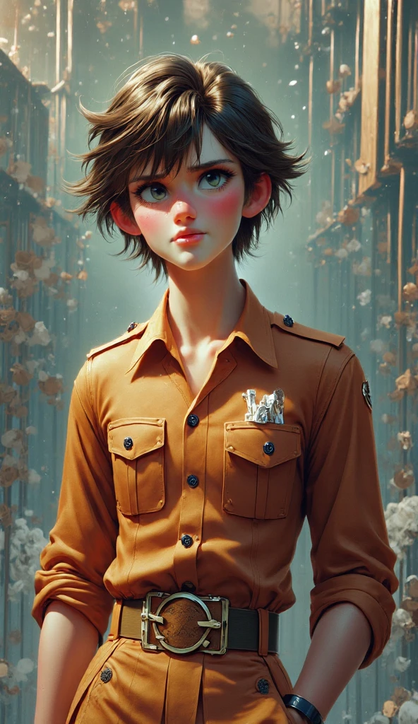 The clothes are all adorned with the Louis Vuitton logo, featuring handsome models wearing Louis Vuitton clothing adorned with the LV emblem. The brown garments exude a cool vibe. The subjects are portrayed as 3D artworks against natural backgrounds. Pop Mart blind boxes, Pixar, 3D rendering, blenders, Octane rendering, cropped waists, solid-colored backgrounds, and 8K resolution are also present, Dark cinematic look