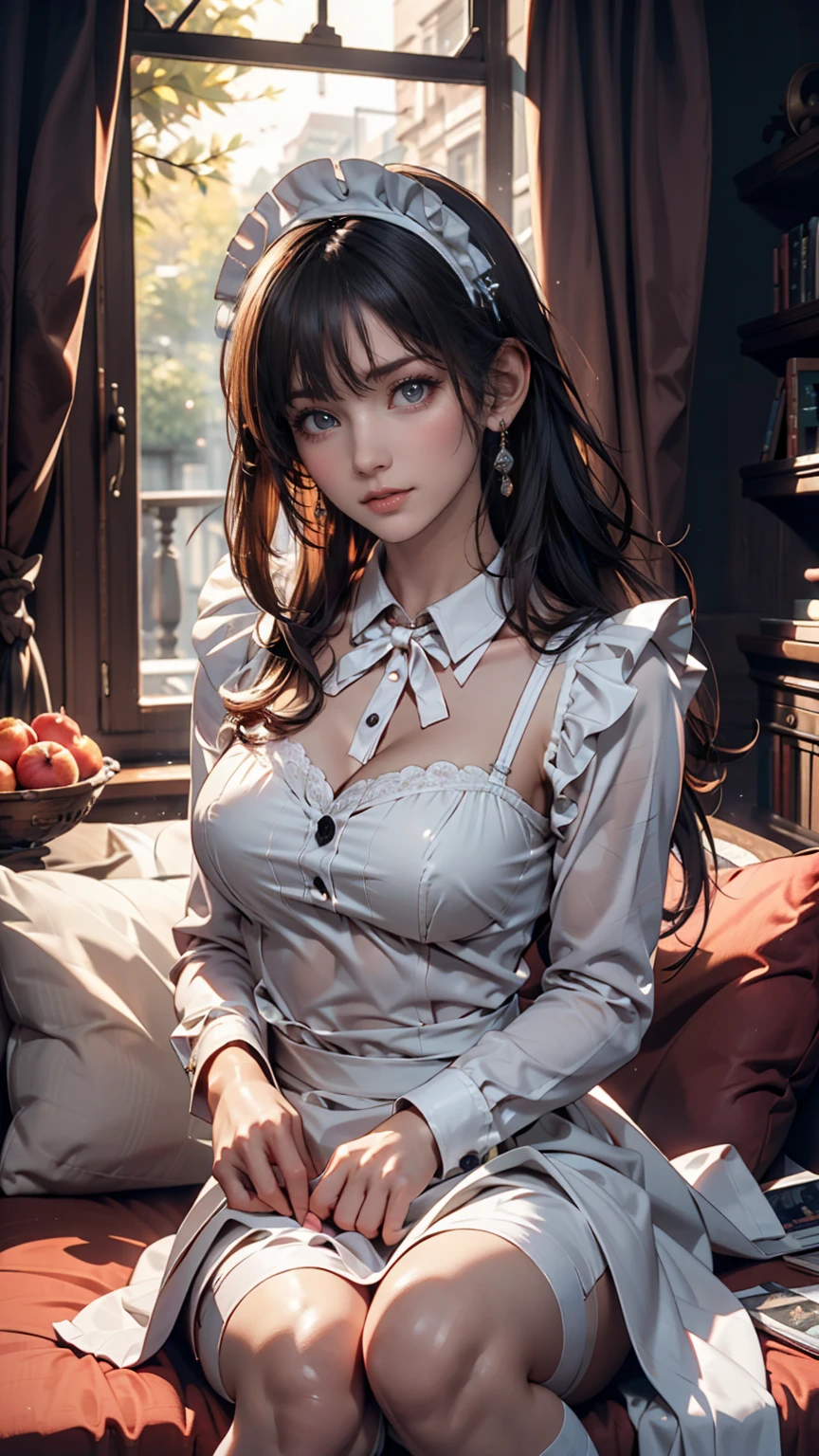 1girl,The upper body is a dark blue short-sleeved suit jacket, paired with a white shirt and a black tie. The jacket is decorated with white stripes, which adds a sense of fashion and layering. The lower body is a dark blue skirt that matches the jacket, ,beautiful detailed eyes, beautiful detailed lips, extremely detailed eyes and face, long eyelashes, best quality, 4k, 8k, highres, masterpiece, ultra-detailed, realistic, photorealistic, photo-realistic, ethereal glow, regal elegance, intricate details, luxurious, otherworldly beauty, dark atmospheric background, supernatural aura,  elise,