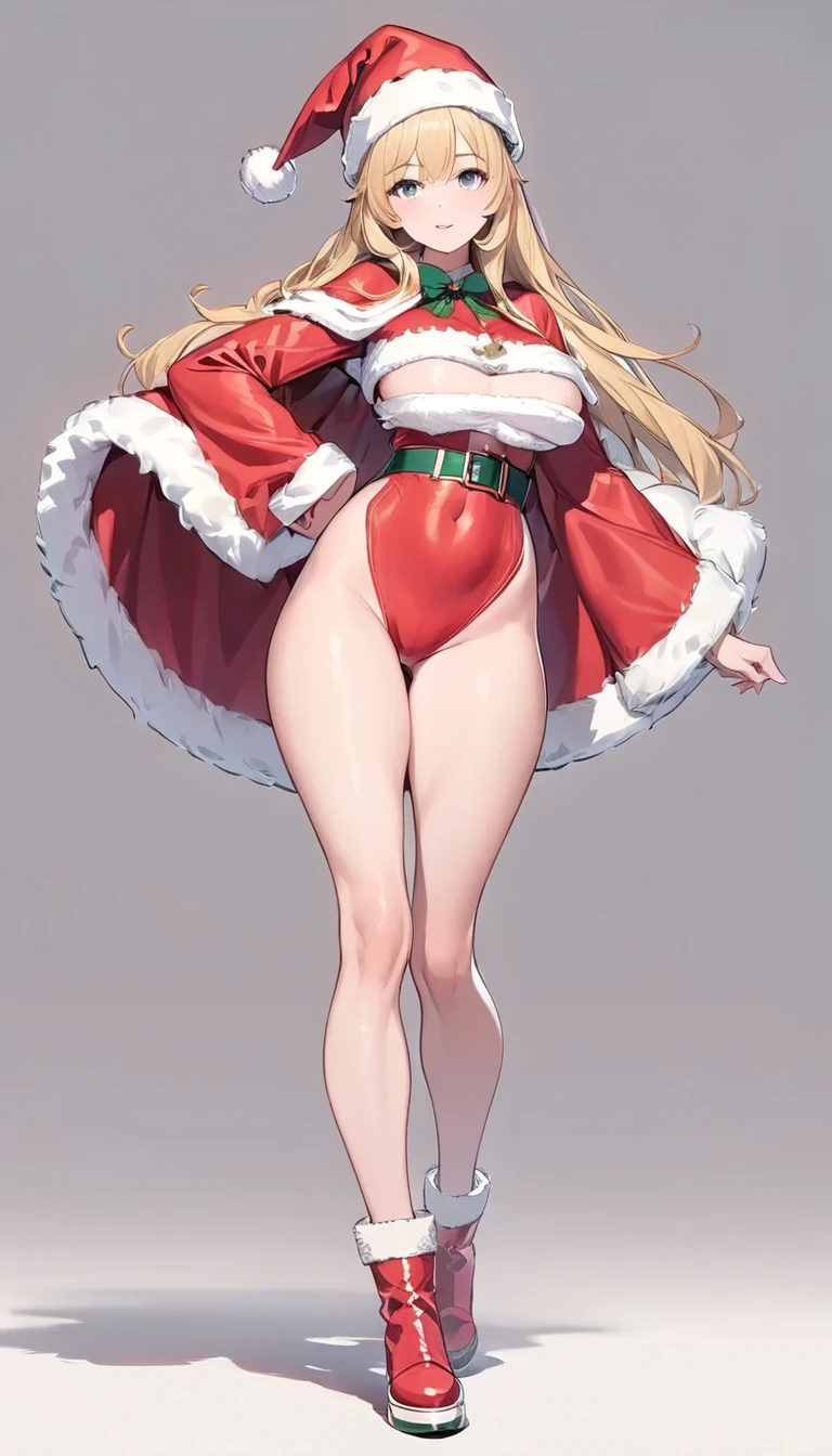 ,((see through)), extremely detailed,(((visible white thong))), red heels, (((Christmas))), (((standing))), ((Christmas)) ((winter forest)), (sexy costume),sexy teen, 14 years old, small breasts, Loli , small talls, ((masterpiece)) , cute body, Long velvet cape with white fur trimming, attached hood and white rope front tie. Red underwear, bra and string, white stockings , short green curvy hair, green clean eyes,