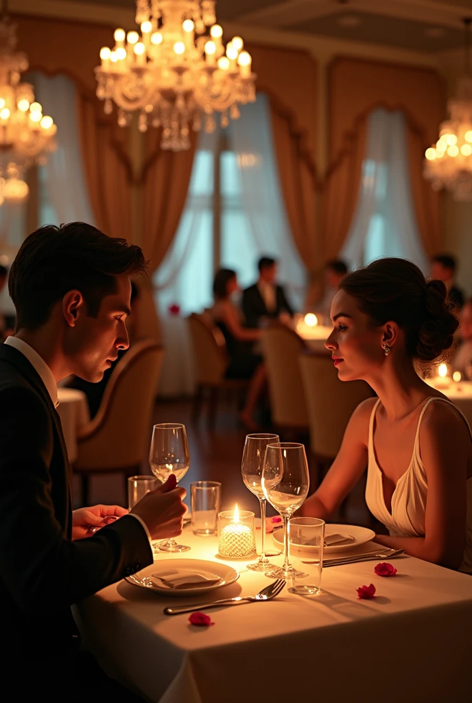 A Parisian bar with a romantic dinner