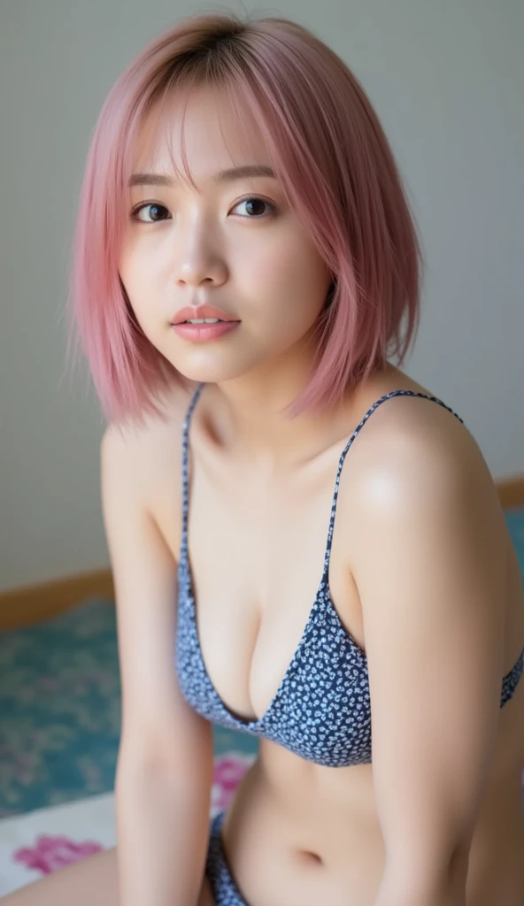 cut
( small boobs), (18 years old), (  very small head ), dawn, sunlight, ( perfect body:1.1), ( short hair,  wavy hair ,  pink hair), (8k), ( very delicate and beautiful ), ( top quality:1.0), ( realistic ),  realistic  Shadows, ( high definition :1.0),  detailed skin,  very detailed,  BODY IS SLIM, (Beautiful Hair, REAL HAIR , Thin Hair), ,  realistic ,  realistic  Face,  realistic  eyes,  small eyes , smile, ((( colorful ))), ( eyeliner ), ( mascara), ( Eye Shadow ), whole body、 open legs pose 、Nipples、naked、Thick pubic hair