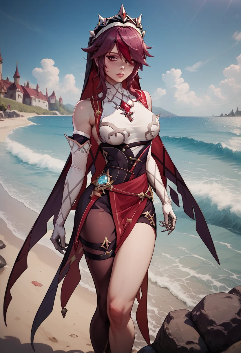 masterpiece, leaning on a pier, best quality, finely detailed, high resolution, extremely delicate and beautiful, (bunny girl), (large breasts), (red eyes), smile, toned body,