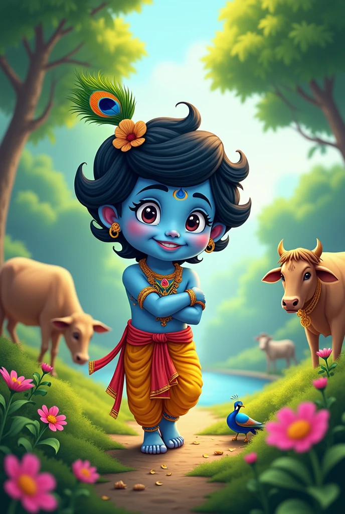 Little krishna stealing milk with his friends