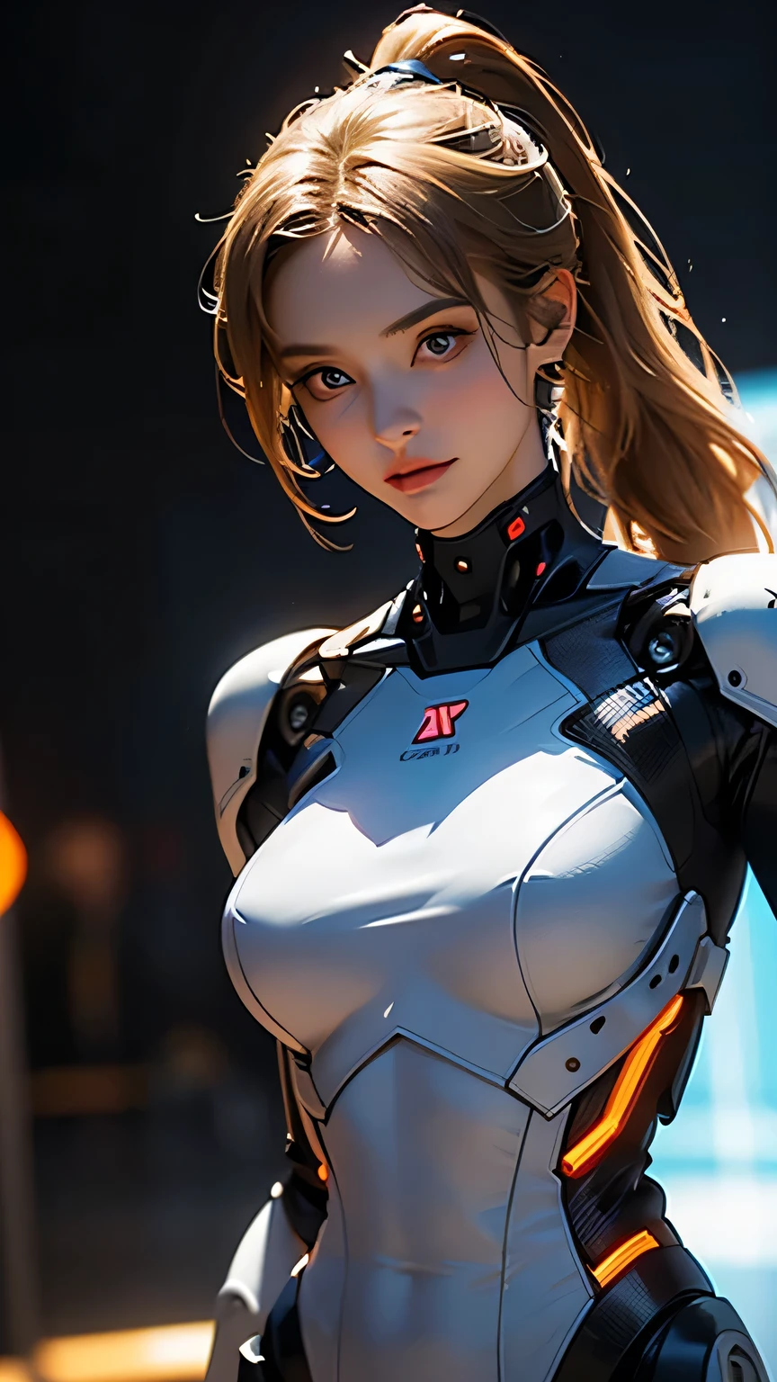 Highest image quality,Outstanding details,超高分辨率,(Fidelity:1.4),The best illustration,Favor the details,closeup cleavage,A mech girl,He has a delicate and beautiful face,((Red and white semi-mechanical body:1.8)),Raised sexy,cleavage,onbed,frontage,cyber punk perssonage,Futuristic,mechanically aesthetic,Complex machinery,The background is a high-tech lighting scene in the future city,Virtual Engine 5,Perfect detail rendering,rendering by octane,hyper HD
