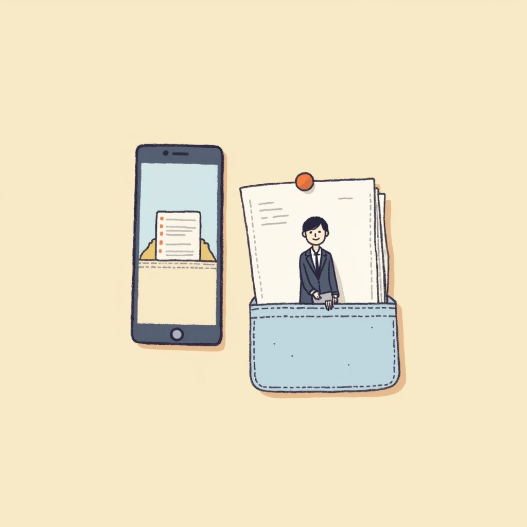 pocket。Smartphone。pocketにSmartphoneが入っている。An illustration of a secretary on the 。Smartphoneケースには秘書のシルエットのイラスト。 Overall illustration style。pocketのみ。ベース型のpocket。右An illustration of a secretary on the 。Simple color 。 simple design 。Icon Style