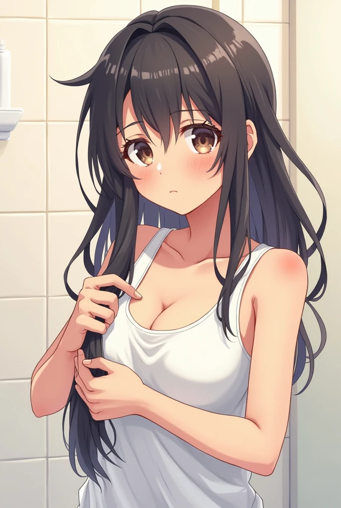 (((ultra detailed, The best quality, 8k, small breasts, sexual satisfaction, girl, bathroom, blushing)))