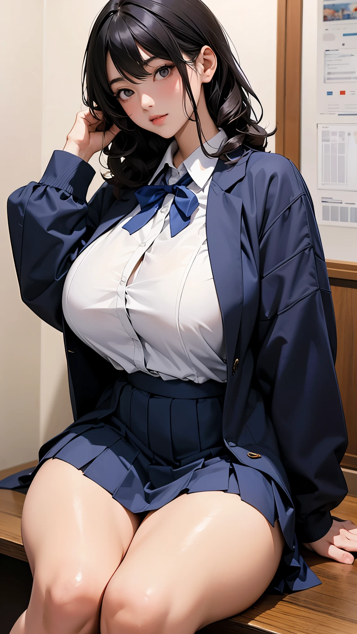 18-year-old High school girl uniform Big Breasts nsfw Waiting for a hug