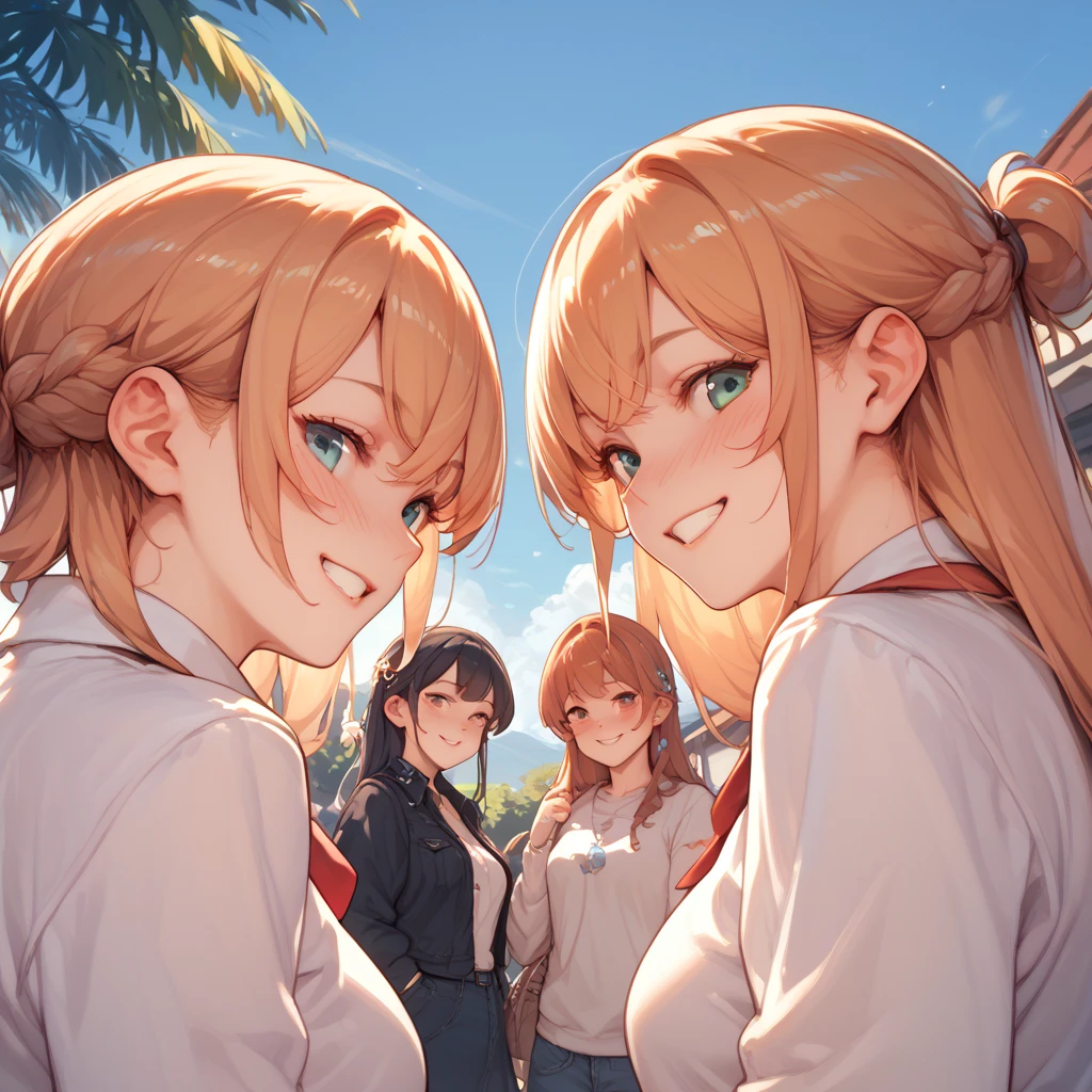 blush, 4 girls, friends ,smile, 